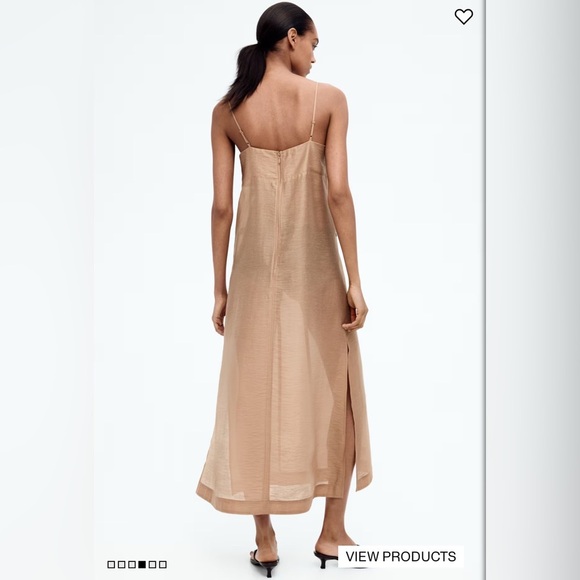 H&M Edition Dark Tan Sheer Embellished Slip Dress - Picture 12 of 15